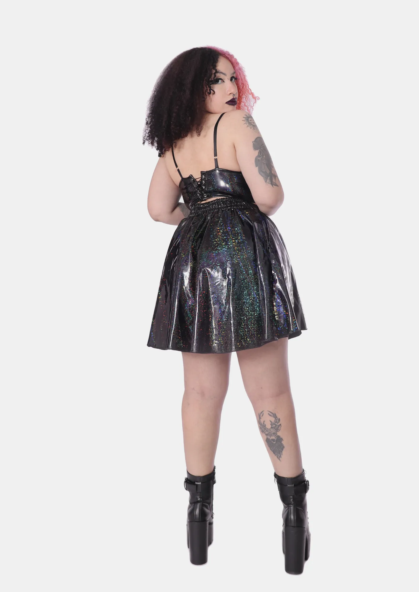 Top Vinil Efeito Látex Holográfico Glitter Cyber Doll-Limitado